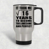 4th Birthday Took Square Root of 16 Years To Awesome - Silver Travel Mug