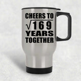 13th Anniversary Cheers To Square Root of 169 Years Together - Silver Travel Mug
