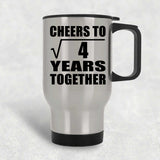 2nd Anniversary Cheers To Square Root of 4 Years Together - Silver Travel Mug