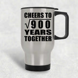 30th Anniversary Cheers To Square Root of 900 Years Together - Silver Travel Mug