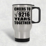 96th Anniversary Cheers To Square Root of 9216 Years Together - Silver Travel Mug