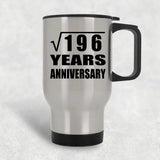 14th Anniversary Square Root of 196 Years Anniversary - Silver Travel Mug