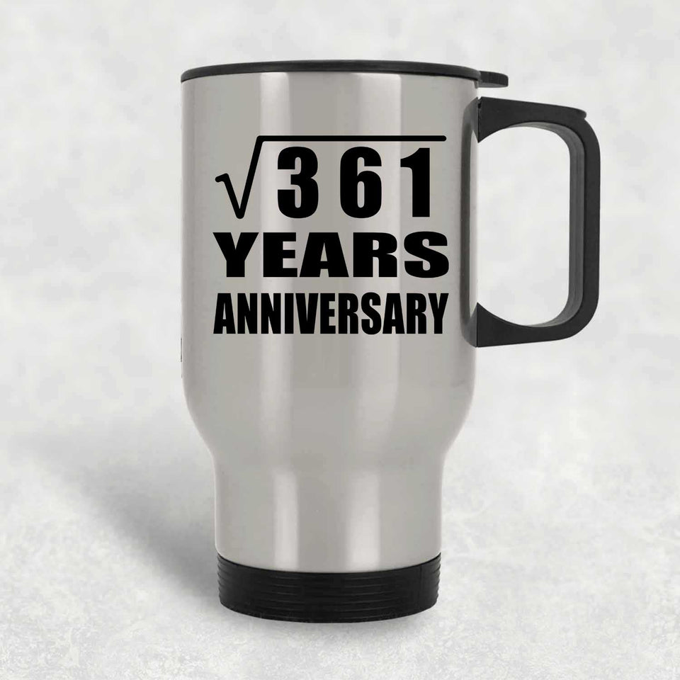 19th Anniversary Square Root of 361 Years Anniversary - Silver Travel Mug