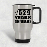 23rd Anniversary Square Root of 529 Years Anniversary - Silver Travel Mug