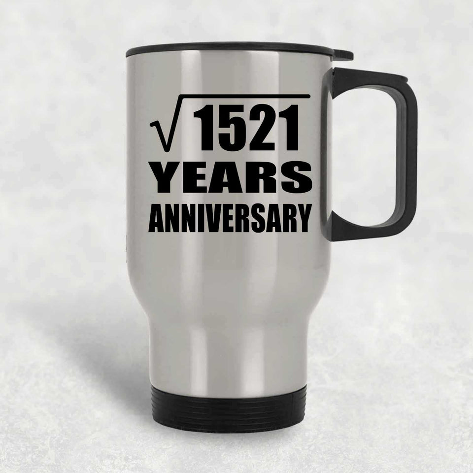 39th Anniversary Square Root of 1521 Years Anniversary - Silver Travel Mug