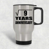 3rd Anniversary Square Root of 9 Years Anniversary - Silver Travel Mug