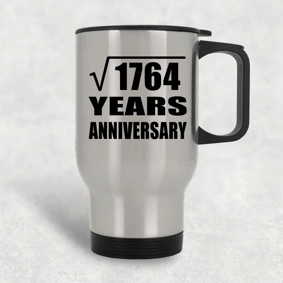 42nd Anniversary Square Root of 1764 Years Anniversary - Silver Travel Mug