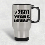 51st Anniversary Square Root of 2601 Years Anniversary - Silver Travel Mug