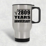 53rd Anniversary Square Root of 2809 Years Anniversary - Silver Travel Mug
