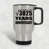 55th Anniversary Square Root of 3025 Years Anniversary - Silver Travel Mug