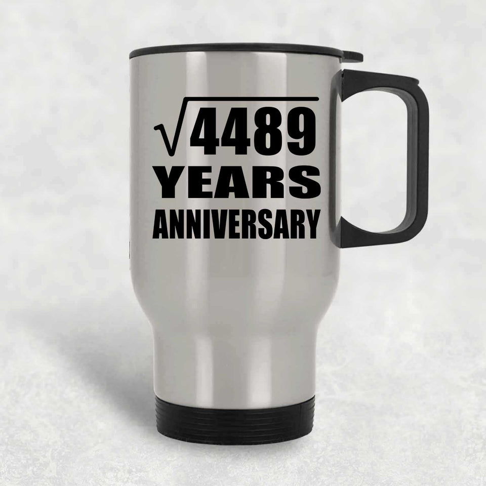 67th Anniversary Square Root of 4489 Years Anniversary - Silver Travel Mug