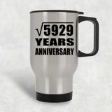 77th Anniversary Square Root of 5929 Years Anniversary - Silver Travel Mug