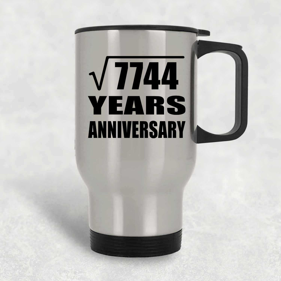 88th Anniversary Square Root of 7744 Years Anniversary - Silver Travel Mug