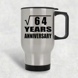 8th Anniversary Square Root of 64 Years Anniversary - Silver Travel Mug