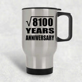 90th Anniversary Square Root of 8100 Years Anniversary - Silver Travel Mug