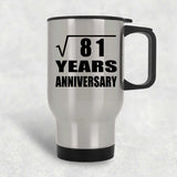 9th Anniversary Square Root of 81 Years Anniversary - Silver Travel Mug