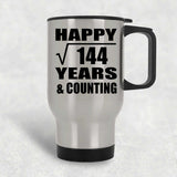 Happy 12th Anniversary Square Root of 144 Years & Counting - Silver Travel Mug