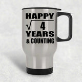 Happy 2nd Anniversary Square Root of 4 Years & Counting - Silver Travel Mug