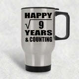 Happy 3rd Anniversary Square Root of 9 Years & Counting - Silver Travel Mug