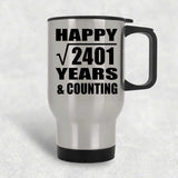 Happy 49th Anniversary Square Root of 2401 Years & Counting - Silver Travel Mug