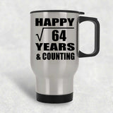 Happy 8th Anniversary Square Root of 64 Years & Counting - Silver Travel Mug
