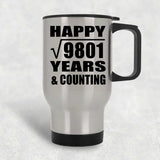 Happy 99th Anniversary Square Root of 9801 Years & Counting - Silver Travel Mug