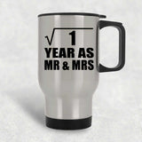 1st Anniversary Square Root of 1 Year As Mr & Mrs - Silver Travel Mug