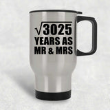 55th Anniversary Square Root of 3025 Years As Mr & Mrs - Silver Travel Mug