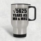 75th Anniversary Square Root of 5625 Years As Mr & Mrs - Silver Travel Mug