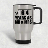 8th Anniversary Square Root of 64 Years As Mr & Mrs - Silver Travel Mug