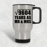 98th Anniversary Square Root of 9604 Years As Mr & Mrs - Silver Travel Mug