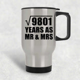 99th Anniversary Square Root of 9801 Years As Mr & Mrs - Silver Travel Mug