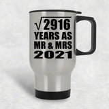 54th Anniversary Square Root of 2916 Years As Mr & Mrs 2021 - Silver Travel Mug