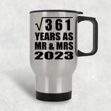 19th Anniversary Square Root of 361 Years As Mr & Mrs 2023 - Silver Travel Mug