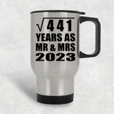 21st Anniversary Square Root of 441 Years As Mr & Mrs 2023 - Silver Travel Mug
