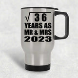 6th Anniversary Square Root of 36 Years As Mr & Mrs 2023 - Silver Travel Mug