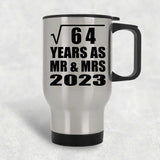 8th Anniversary Square Root of 64 Years As Mr & Mrs 2023 - Silver Travel Mug