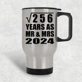 16th Anniversary Square Root of 256 Years As Mr & Mrs 2024 - Silver Travel Mug