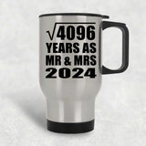 64th Anniversary Square Root of 4096 Years As Mr & Mrs 2024 - Silver Travel Mug