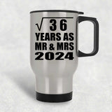 6th Anniversary Square Root of 36 Years As Mr & Mrs 2024 - Silver Travel Mug