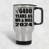 80th Anniversary Square Root of 6400 Years As Mr & Mrs 2024 - Silver Travel Mug