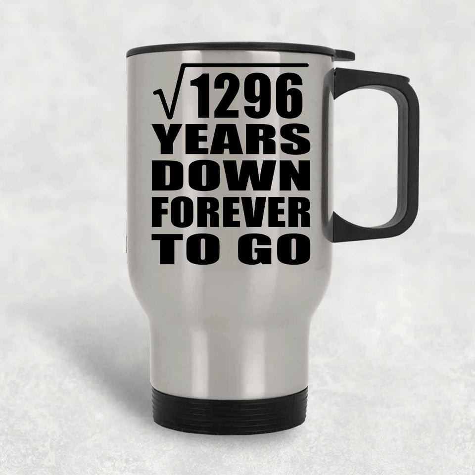 36th Anniversary Square Root of 1296 Years Down Forever To Go - Silver Travel Mug