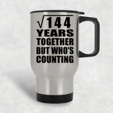 12th Anniversary Square Root of 144 Years Who's Counting - Silver Travel Mug