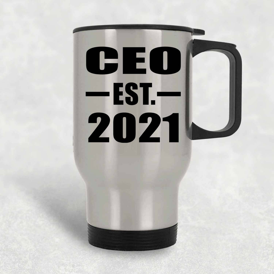 CEO Established EST. 2021 - Silver Travel Mug