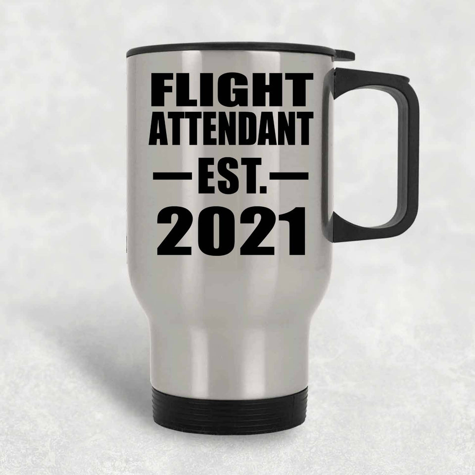 Flight Attendant Established EST. 2021 - Silver Travel Mug