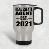 Real Estate Agent Established EST. 2021 - Silver Travel Mug