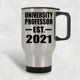 University Professor Established EST. 2021 - Silver Travel Mug