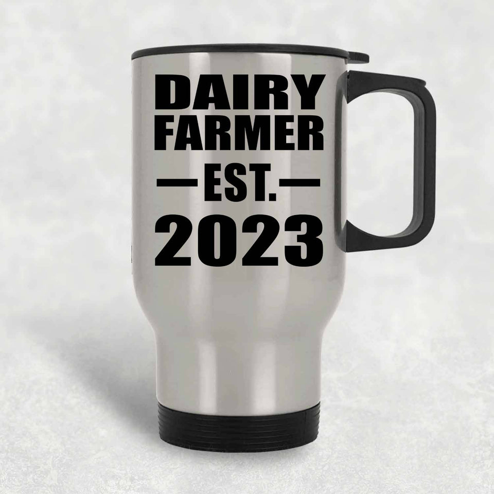 Dairy Farmer Established EST. 2023 - Silver Travel Mug