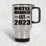 Hotel Manager Established EST. 2023 - Silver Travel Mug