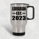 Librarian Established EST. 2023 - Silver Travel Mug